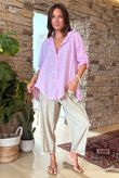 Made in Italy Pia Pillow Cotton Embroidered Tile Classic Shirt Candy